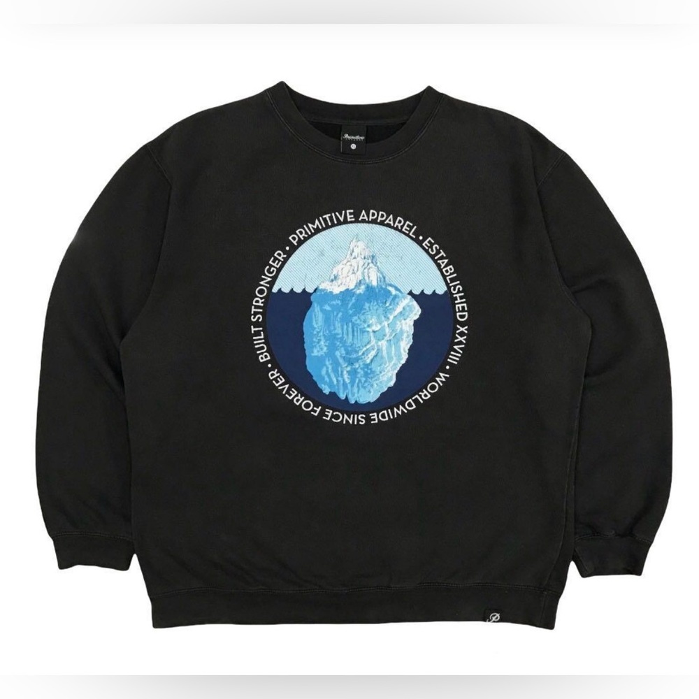 Primitive Black Crewneck Sweater with Blue Graphic size M
